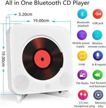 CD-ПЛЕЕР BLUETOOTH НАСТЕННЫЙ КРЕПЛЕНИЕ / ПОДСТАВКА РАДИО USB + ПУЛЬТ ДИСТАНЦИОННОГО УПРАВЛЕНИЯ