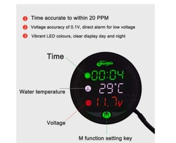 ВОЛЬТМЕТР-ЧАСЫ-ТЕРМОМЕТР USB ДЛЯ МОТОЦИКЛА 5в1