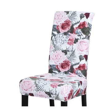 POKROWIEC na krzesło WZÓR RÓŻE pudrowy róż różowy biały zielony elastyczny