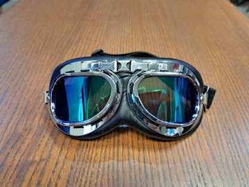 GOGLE motocyklowe RETRO na MOTOR do KASKU okulary