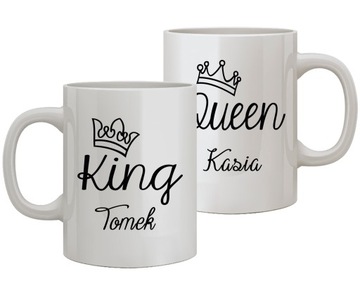 ZESTAW KUBKÓW DLA PAR ZAKOCHANYCH KING QUEEN WZORY