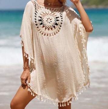 PAREO TUNIKA BOHO LETNIA SUKIENKA NARZUTKA PLAŻOWA NA PLAŻĘ PLAŻOWA
