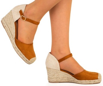 8093 CAMEL SANDAŁY ESPADRYLE NA KOTURNIE 38