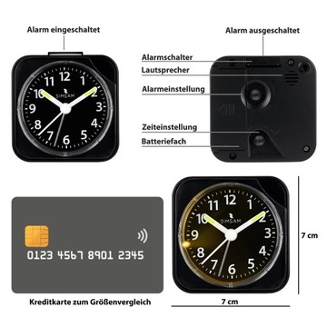 Аналоговый дорожный будильник без тикания, аналоговый будильник, аналоговый Черный