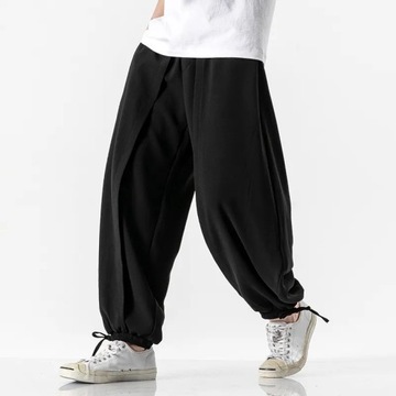 2022 Summer Men Wide Crotch Harem Pants Male Cropp