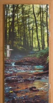 NAKLEJKA NA DRZWI MEBLE OKLEINA POTOK LAS DRZEWA