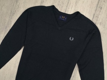 FRED PERRY MĘSKI SWETER WEŁNIANY L WEŁNA JAGNIĘCA PREMIUM UNIKAT