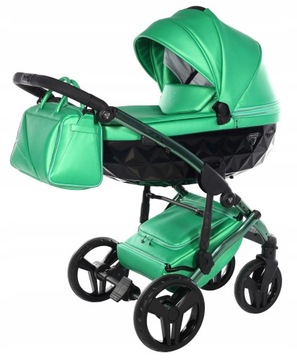Junama DIAMOND FLUO wózek dla dziecka 2w1 Zielony Neon 13 z akcesoriami
