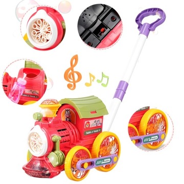 ЛОКОМОТИВ-ТОЛКАЧ НА ПАЛКЕ МАШИНА ДЛЯ МЫЛЬНЫХ ПУЗЫРЕЙ ЗВУК + батарейки