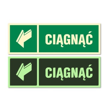 PCHAĆ CIĄGNĄĆ zestaw naklejek fotoluminescencyjnych na drzwi 150x50 mm