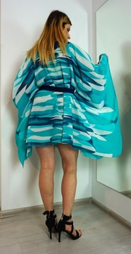 КИМОНО ПЛЯЖНАЯ ТУНИКА ПАРЕО ОКЕАН МИНИ ШИФОН