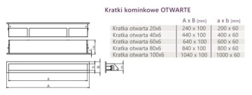 Решетка каминная угловая OPEN правая, 60x40 inox