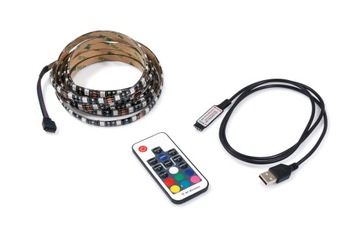 TAŚMA LED RGB 5V Z PILOTEM USB PODŚWIETLENIE TV 3M