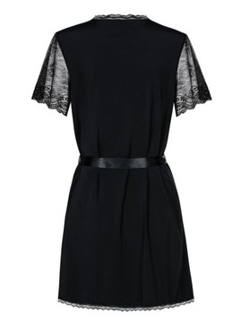 Черный комплект халата-стрингов Obsessive s/m