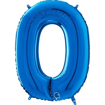 Balon Foliowy Cyfra 0 Niebieski, 66 cm Grabo