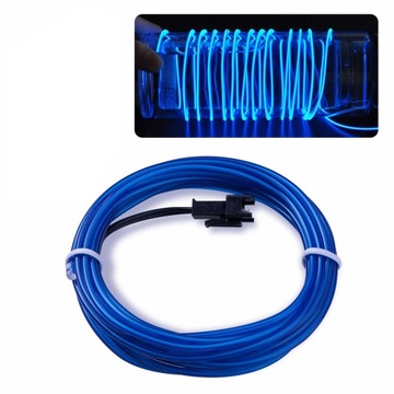 ŚWIATŁOWÓD 2M EL WIRE LED TAŚMA PASEK AMBIENT OŚWIETLENIE + INWERTER I WTYK