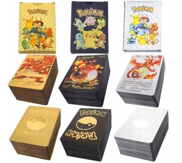 KARTY POKEMON 3w1 165 SZTUK ZŁOTE CZARNE SREBRNE