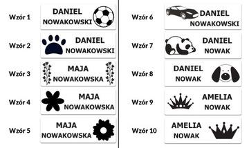 Naklejki imienne dla dziecka imienniki zeszyt50szt