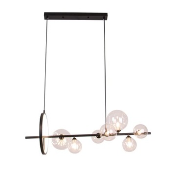 Lampa Sufitowa Wisząca Żyrandol Do Salonu Jadalni Czarna 7 Kul Szklanych