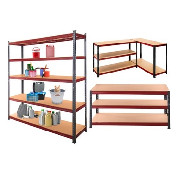 Regał metalowy MAGAZYNOWY 2w1 180x180x45 cm 5 PÓŁEK garaż 1375KG Mega-M