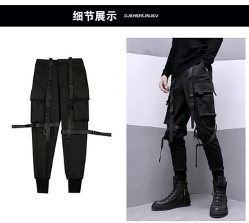 HOUZHOU Techwear Black Cargo Pants for Men Cargo T