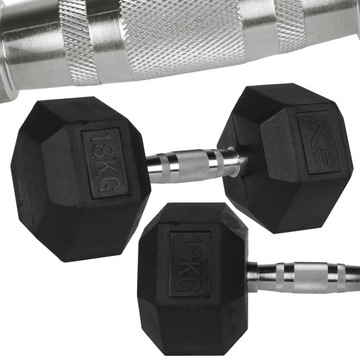 Hantla Do Ćwiczeń 18kg Żeliwna Hexagonalna Gumowan