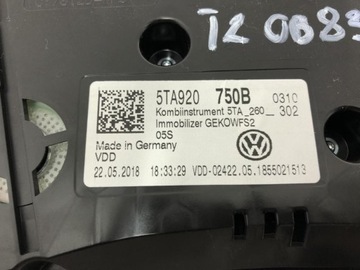 PŘÍSTROJOVÁ DESKA BUDÍKY VW TOURAN III 5TA920750B