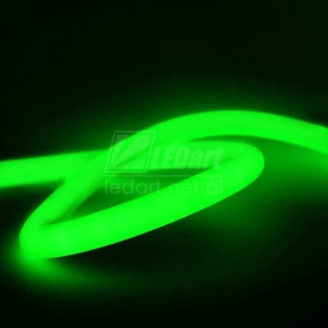 Zielony Neon LED Flex 230V Taśma Okrągła 360° IP67