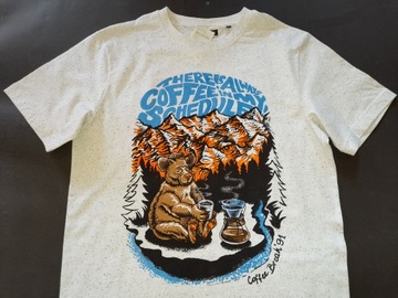 Koszulka męska M T-shirt niedźwiadek kawa las , re