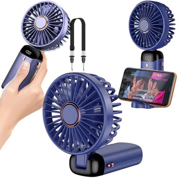 Wentylator mini Alogy Mini wiatraczek przenośny z podstawką niebieski