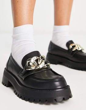 ЧЕРНЫЕ МОКАСИНЫ STRADIVARIUS С ЗОЛОТЫМ ОТДЕЛЕНИЕМ (38)