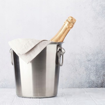 ВЕДРО ДЛЯ ЛЬДА стальное для охлаждения бутылок алкоголя, вина, шампанского, 4л.