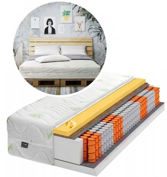 Materac 90x200 kieszeniowy pianka memory kokos ALOE VERA 7 Stref H3