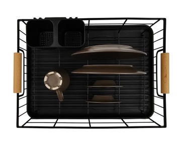 БОЛЬШАЯ СУШИЛКА ДЛЯ СУШКИ ПОСУДЫ С ПОДДОНЕМ, ЧЕРНАЯ ОДНОУРОВНЕВАЯ WZ4