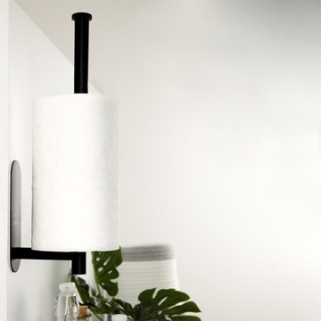 Держатель для бумажных полотенец, настенный, самоклеящийся, привинчивающаяся вешалка, черный