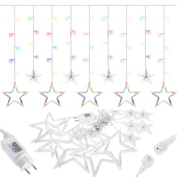 KURTYNA GWIAZDY 138 LED LAMPKI WISZĄCE SOPLE MULTI
