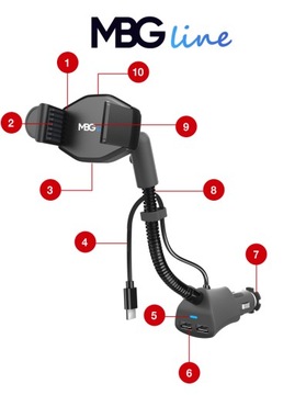 АВТОМОБИЛЬНЫЙ ДЕРЖАТЕЛЬ С USB-ИНДУКТИВНЫМ ЗАРЯДНЫМ УСТРОЙСТВОМ USB МОЩНОСТЬЮ 15 ВТ