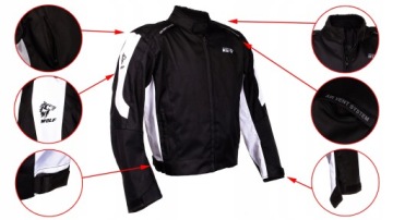 КУРТКА МУЖСКАЯ ТЕКСТИЛЬНАЯ МОТОЦИКЛНАЯ WOLF, 2-СЛОЙНАЯ, С ЗАЩИТОЙ ЧЕРНАЯ БЕЛАЯ M