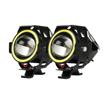 2x HALOGENY MOTOCYKLOWE LAMPY REFLEKTORY RING LED