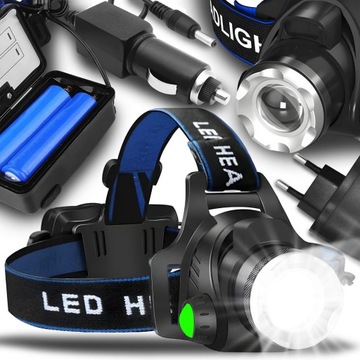 LATARKA CZOŁOWA LED ZOOM XML-T6 CREE LAMPKA CZOŁÓWKA ŁADOWARKA AKUMULATOR