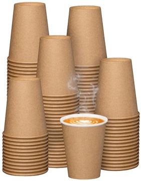 KUBKI PAPIEROWE DO KAWY JEDNORAZOWE 300ml KRAFT NIEPRZECIEKAJĄCE