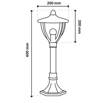 Наружный садовый светильник ФОНАРНЫЙ СТОЙК 60см LED E27 ЧЕРНЫЙ IP44