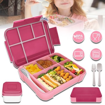 PUDEŁKO NA LUNCH BENTO BOX DLA DZIECI Z 5 PRZEGRÓDKAMI 1330ML ŚNIADANIÓWKA