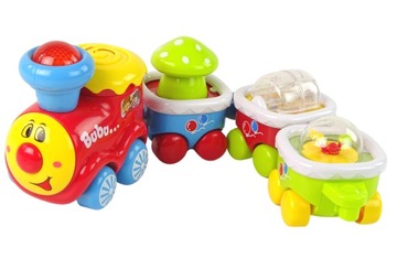 KOLOROWY EDUKACYJNY POCIĄG DLA MALUCHA ŚWIATŁO