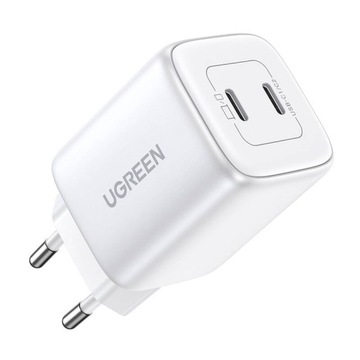 UGREEN SZYBKA ładowarka USB-C do iphone 45W sieciowa 2x USB-C biała GaN