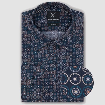 Granatowa bawełniana koszula męska Slim Fit PAKO LORENTE S
