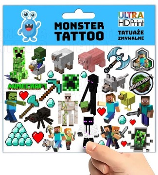 МОЮЩИЕСЯ ВРЕМЕННЫЕ ТАТУ ДЛЯ ДЕТЕЙ ДЕТСКИЕ ОРИГИНАЛЬНЫЕ УЗОРЫ MINECRAFT
