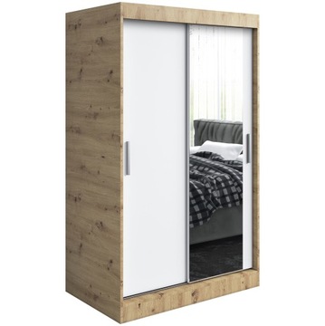 Szafa przesuwna 120cm 2 wnętrza ARTISAN + BIAŁY