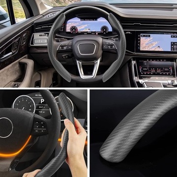 УНИВЕРСАЛЬНЫЕ АВТОМОБИЛЬНЫЕ КРЫШКИ РУЛЯ 2 ШТ. УГЛЕРОДНОЕ ВОЛОКНО