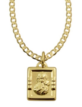 Łańcuszek Złoty Męski Pancerka Diamentowany z Medalikiem 585 Grawer Gratis
